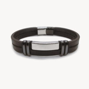 Pulsera Bicolor De Cuero Con Cierre Negro