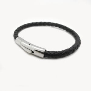 Pulsera De Cuero Trenzado Con Cierre Bayoneta De Acero