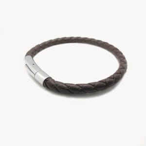 Pulsera De Cuero Trenzado Con Cierre Bayoneta De Acero