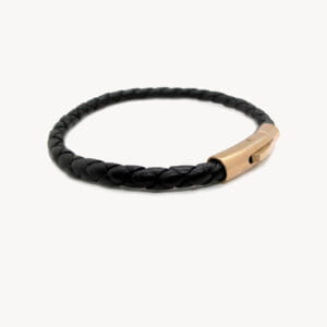Pulsera De Cuero Trenzado Con Cierre Bayoneta De Oro Rosado